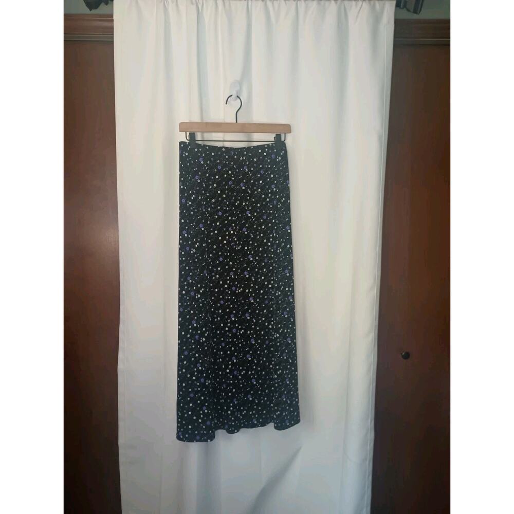 Vtg Briggs Dark Cottagecore Floral Maxi Skirt XL Button Slit Whimsigoth Y2K 90s - Picture 2 of 10